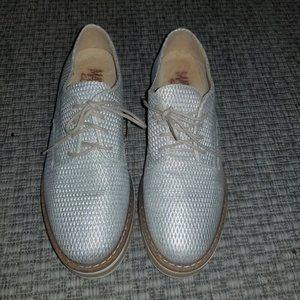 Made in Italy Silver Basket Weave Leather Shoes - 37